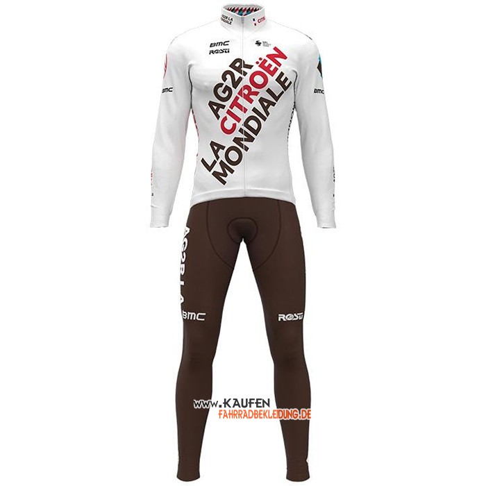 Ag2r La Mondiale Langarmtrikot und Lange Tragerhose 2021 Wei